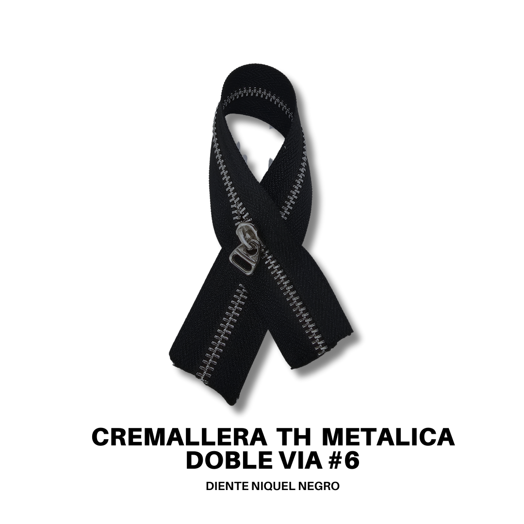 Cremallera TH Metalica Diente Niquel Negro